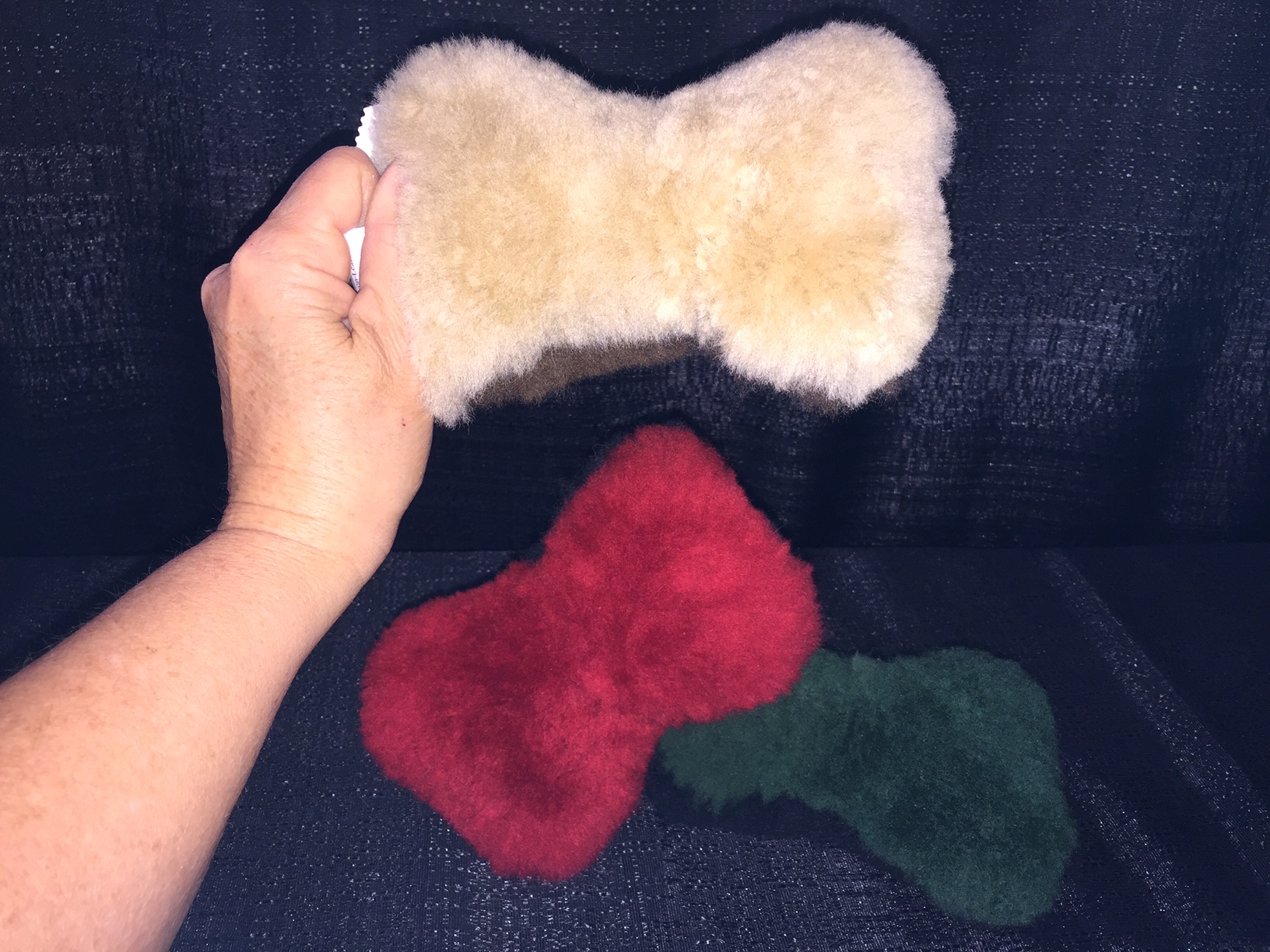 USA Made Natural Wool SMALL Dog Bone Shaped Merino Sheepskin Dog Toy